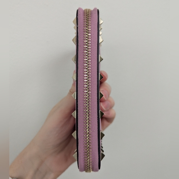 2 Piece! Valentino Garavani Rockstud Purple - Pink Wallet and Card Holder - Picture 14 of 16